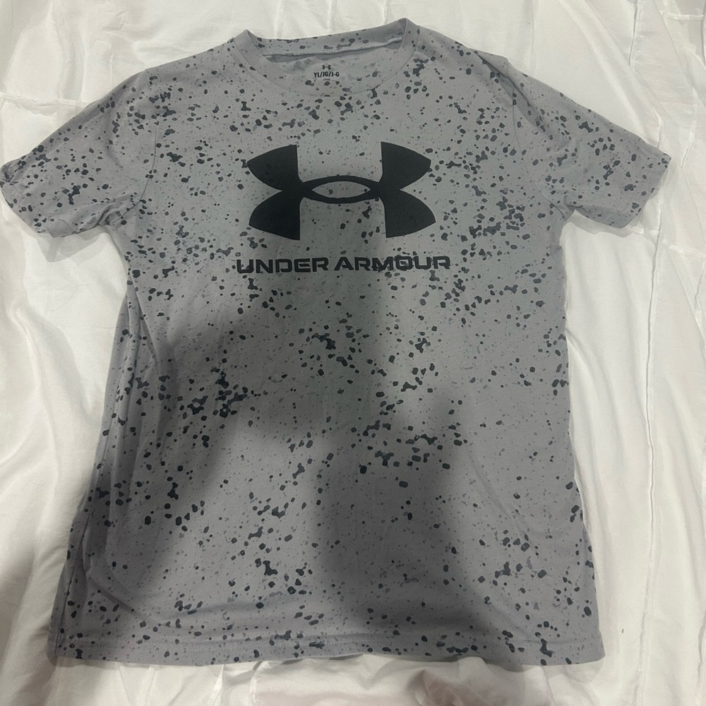 Youth Boys Under Armour Black and Gray Speckled Tee Large